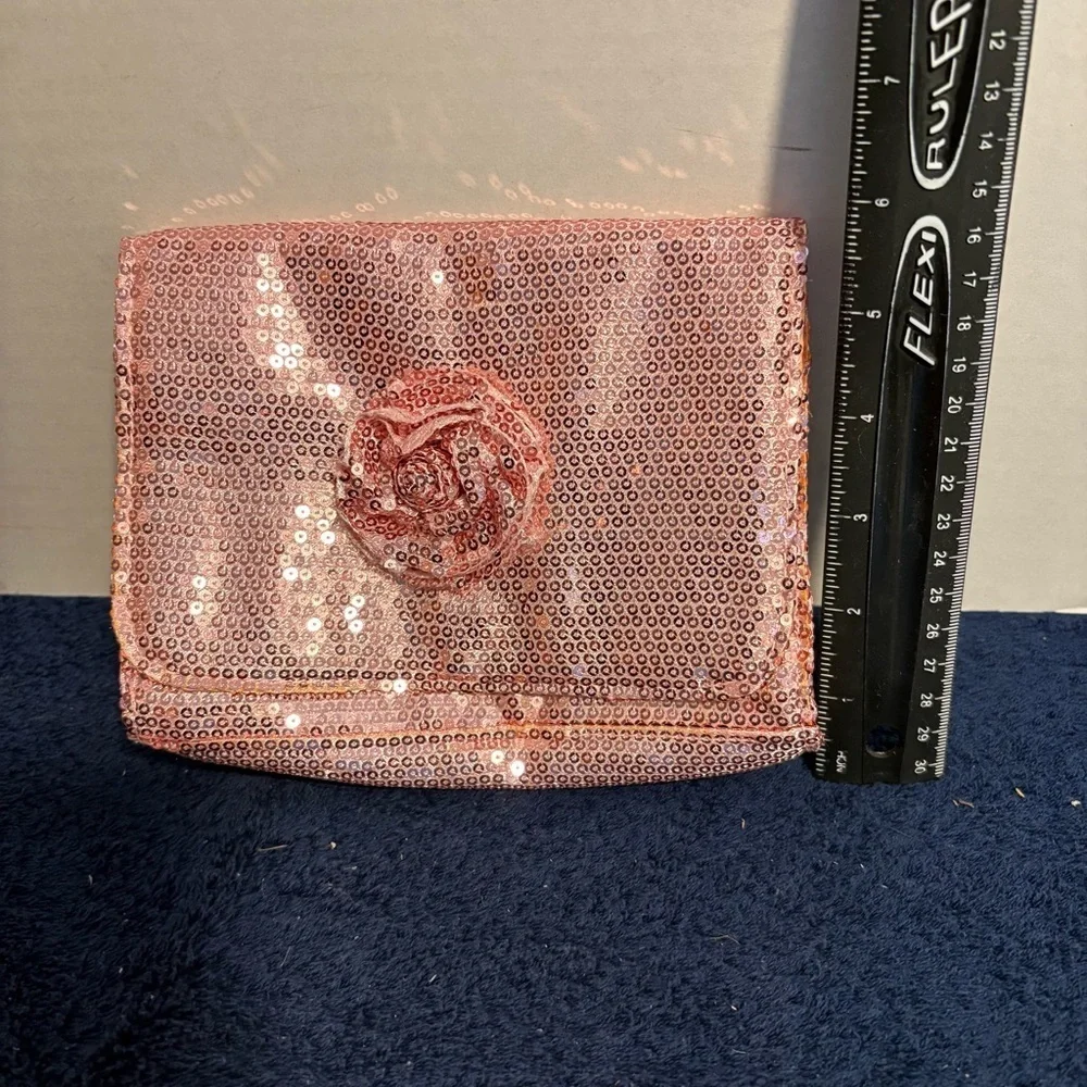 NEW Elizabeth Arden Makeup Bag Cosmetic Bag SEQUIN PINK Clutch HOCO PROM Bling